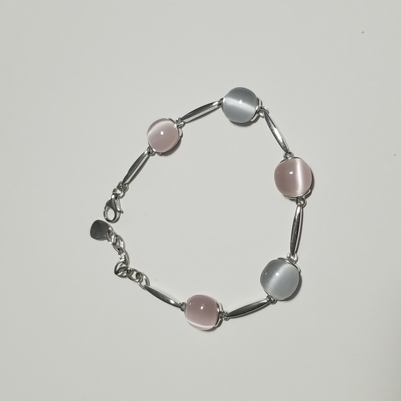 Unbranded Silver Bracelet With Grey and Pink Stones - Picture 5 of 9